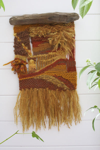 Vintage Woven Wall Hanging - Diamonds & Rust
