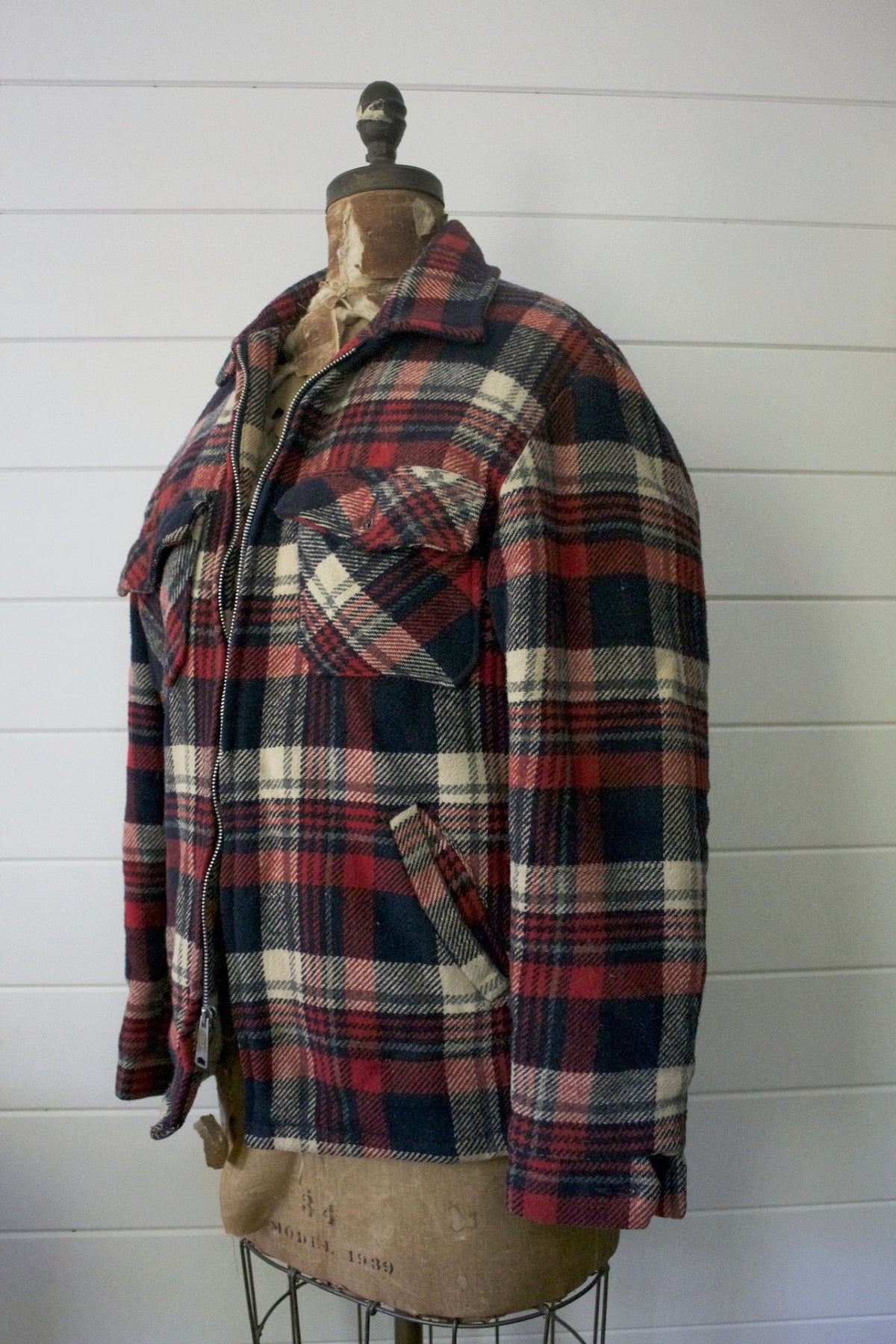 Vintage Wool Plaid Jacket - Diamonds & Rust