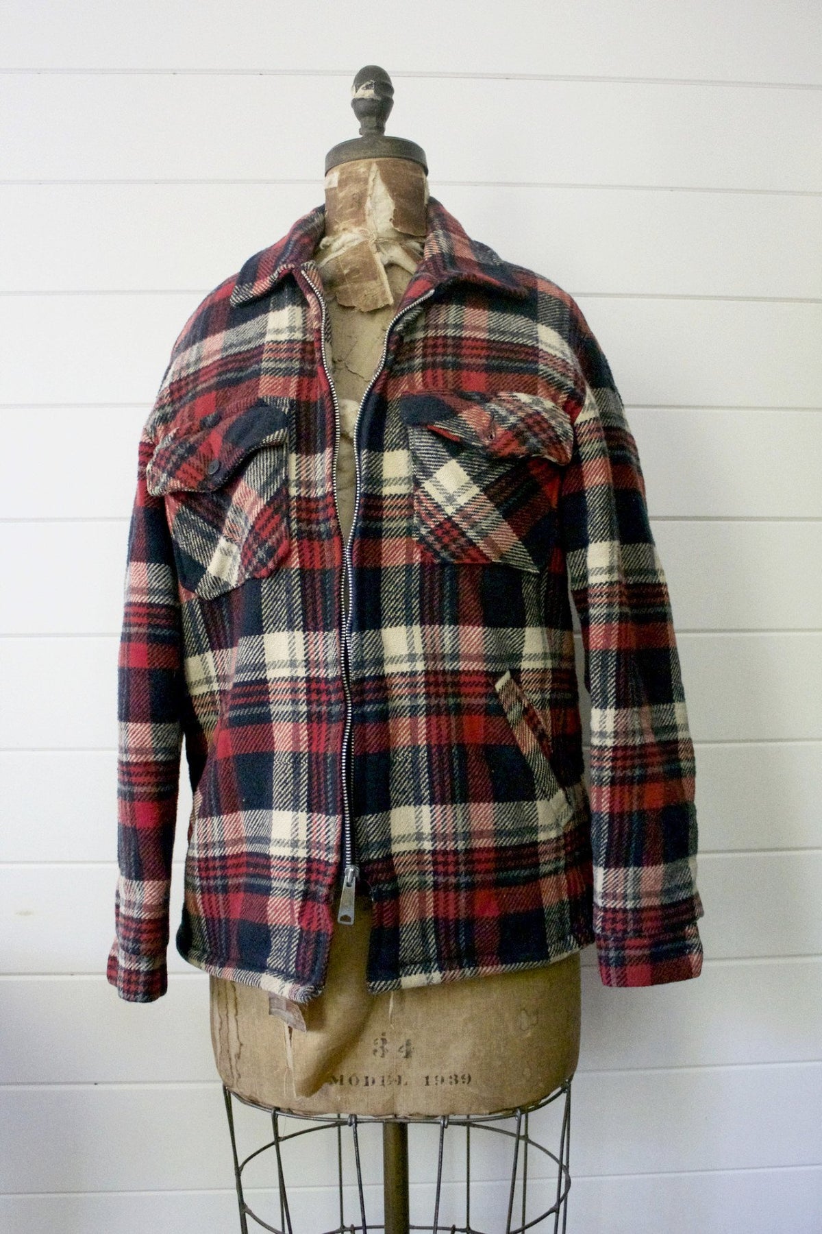 Vintage Wool Plaid Jacket - Diamonds & Rust
