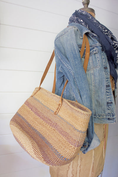 Vintage Sisal Bag - Diamonds & Rust