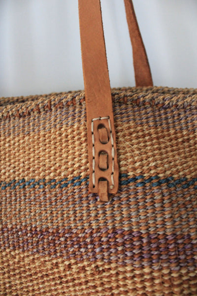 Vintage Sisal Bag - Diamonds & Rust