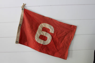 Vintage Red Number 6 Flag - Diamonds & Rust
