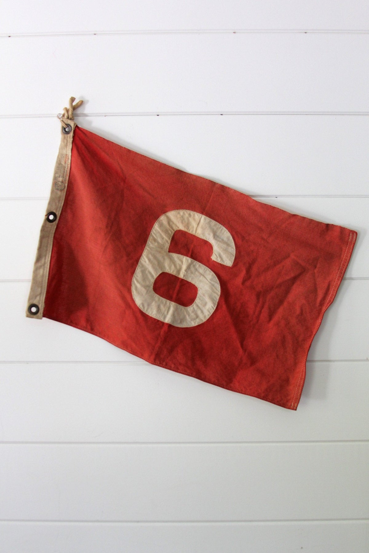 Vintage Red Number 6 Flag - Diamonds & Rust