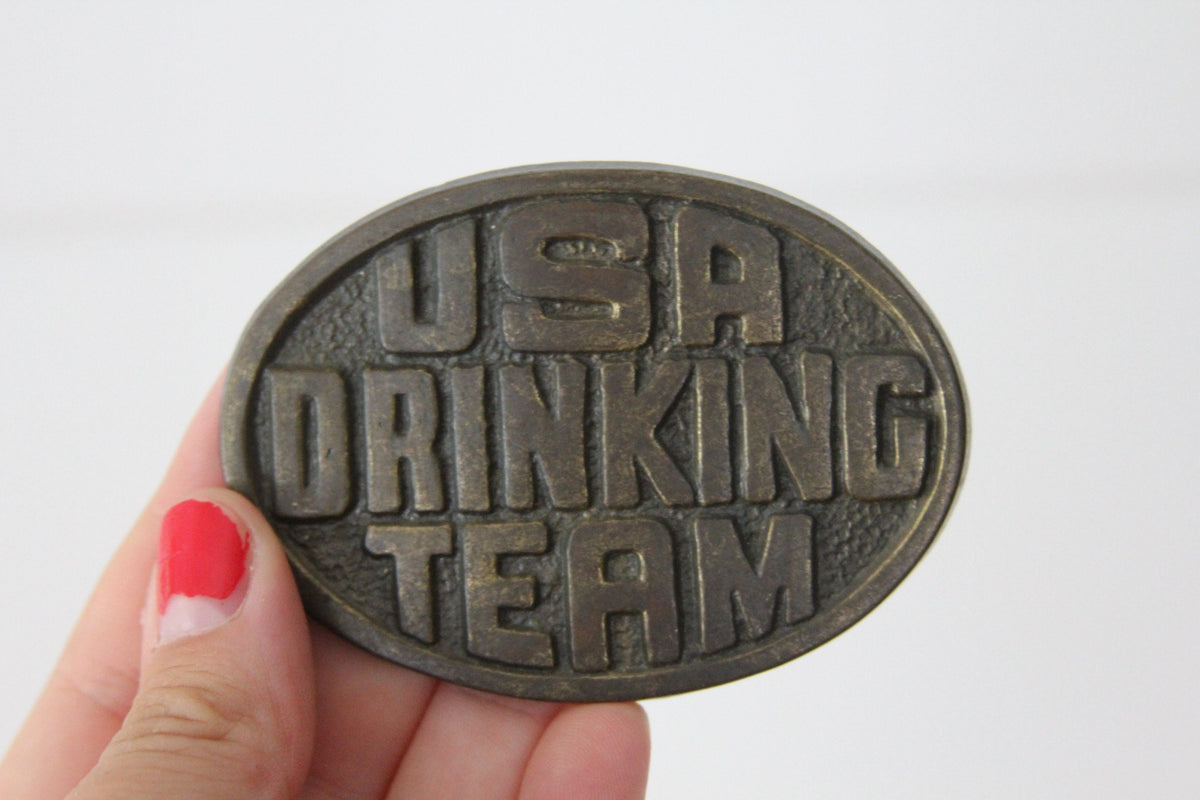 USA Drinking Team Belt Buckle - Diamonds & Rust