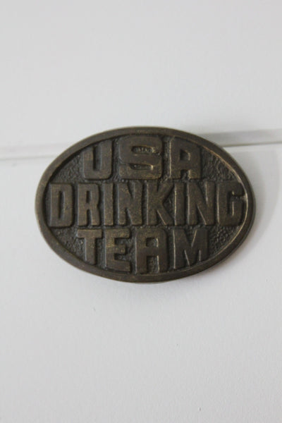 USA Drinking Team Belt Buckle - Diamonds & Rust