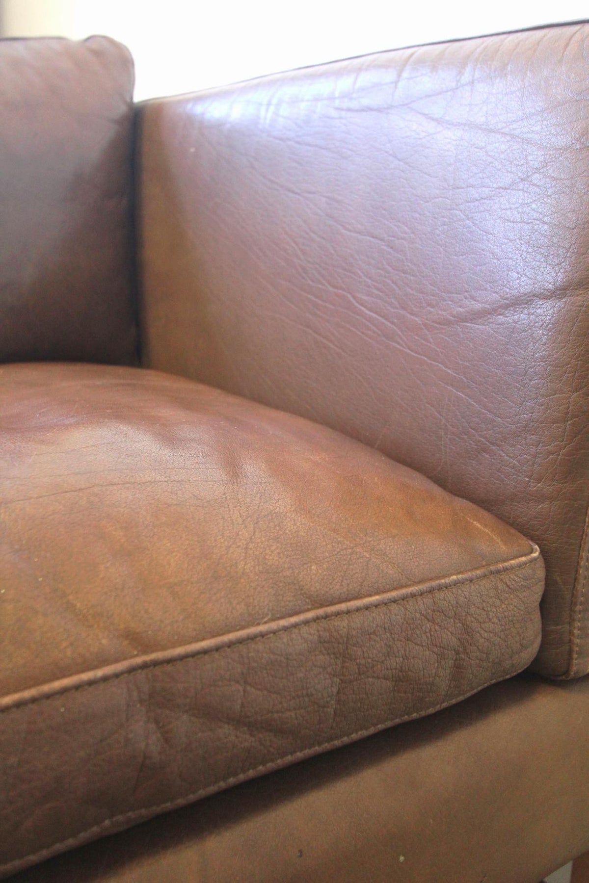 Danish Brown Leather Sofa by Stouby
