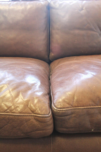 Danish Brown Leather Sofa by Stouby
