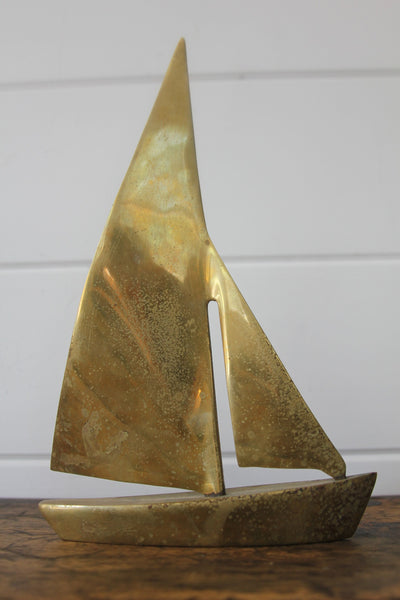 Solid Brass Sailboat - Diamonds & Rust