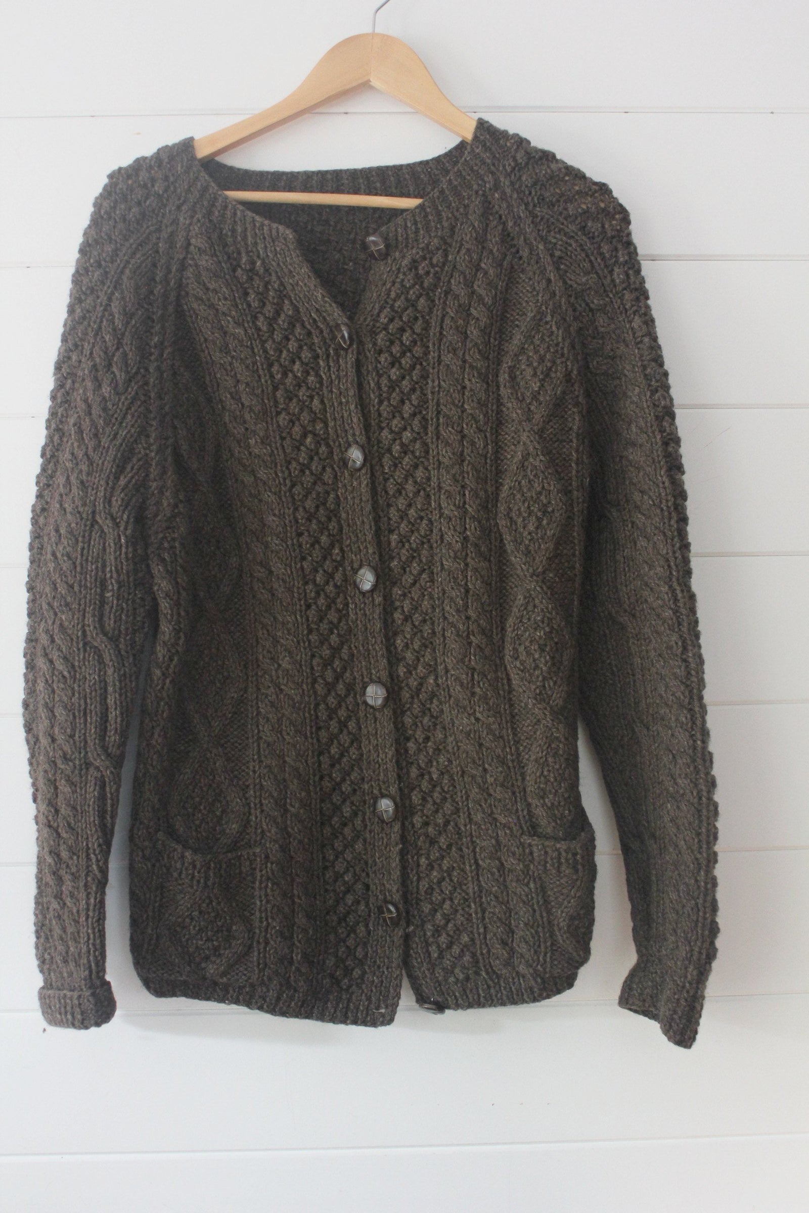 Vintage Fishermen's Cardigan Sweater - Diamonds & Rust 