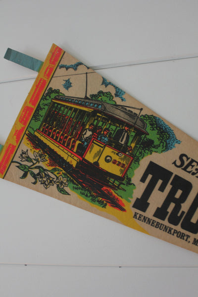 70s Seashore Trolley Museum Pennant - Diamonds & Rust