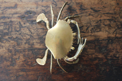 Vintage Brass Crab Ashtray - Diamonds & Rust