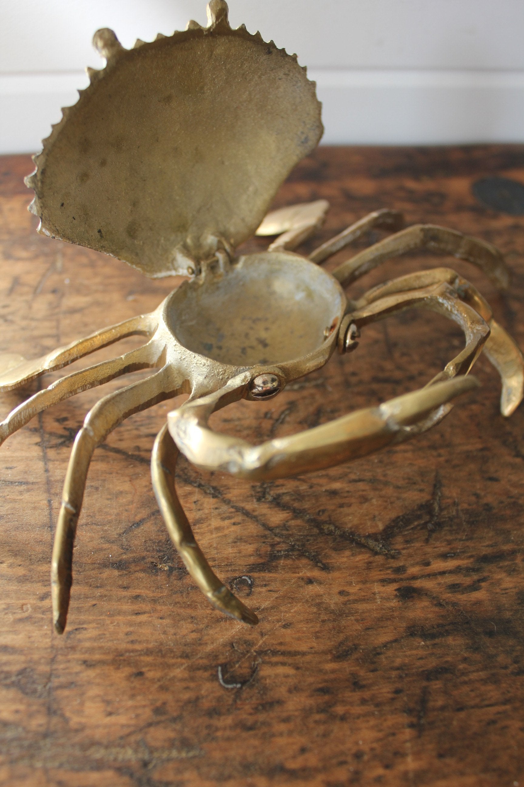 Vintage Brass Crab Ashtray - Diamonds & Rust