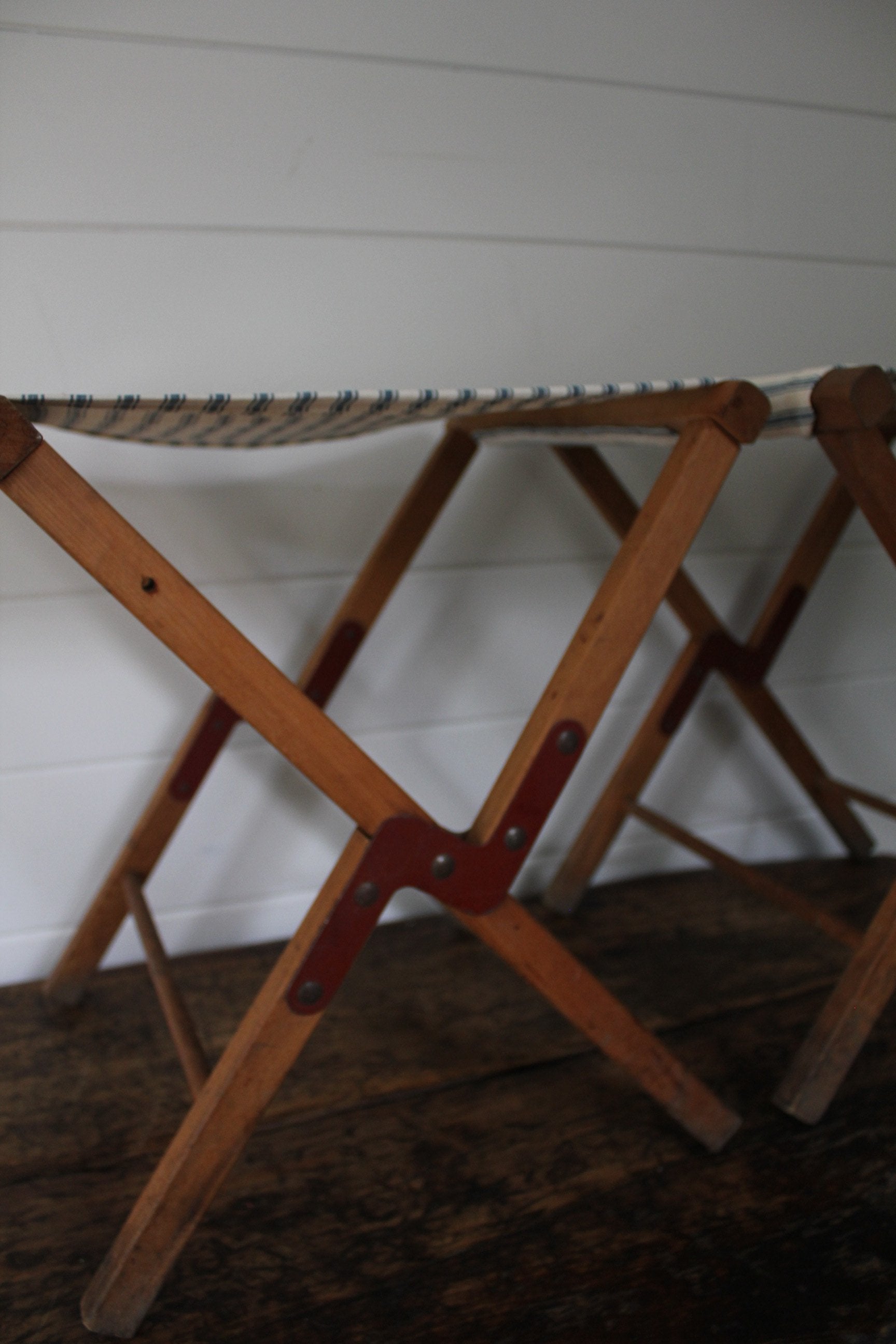 Pair of Vintage Camp Stools - Diamonds & Rust