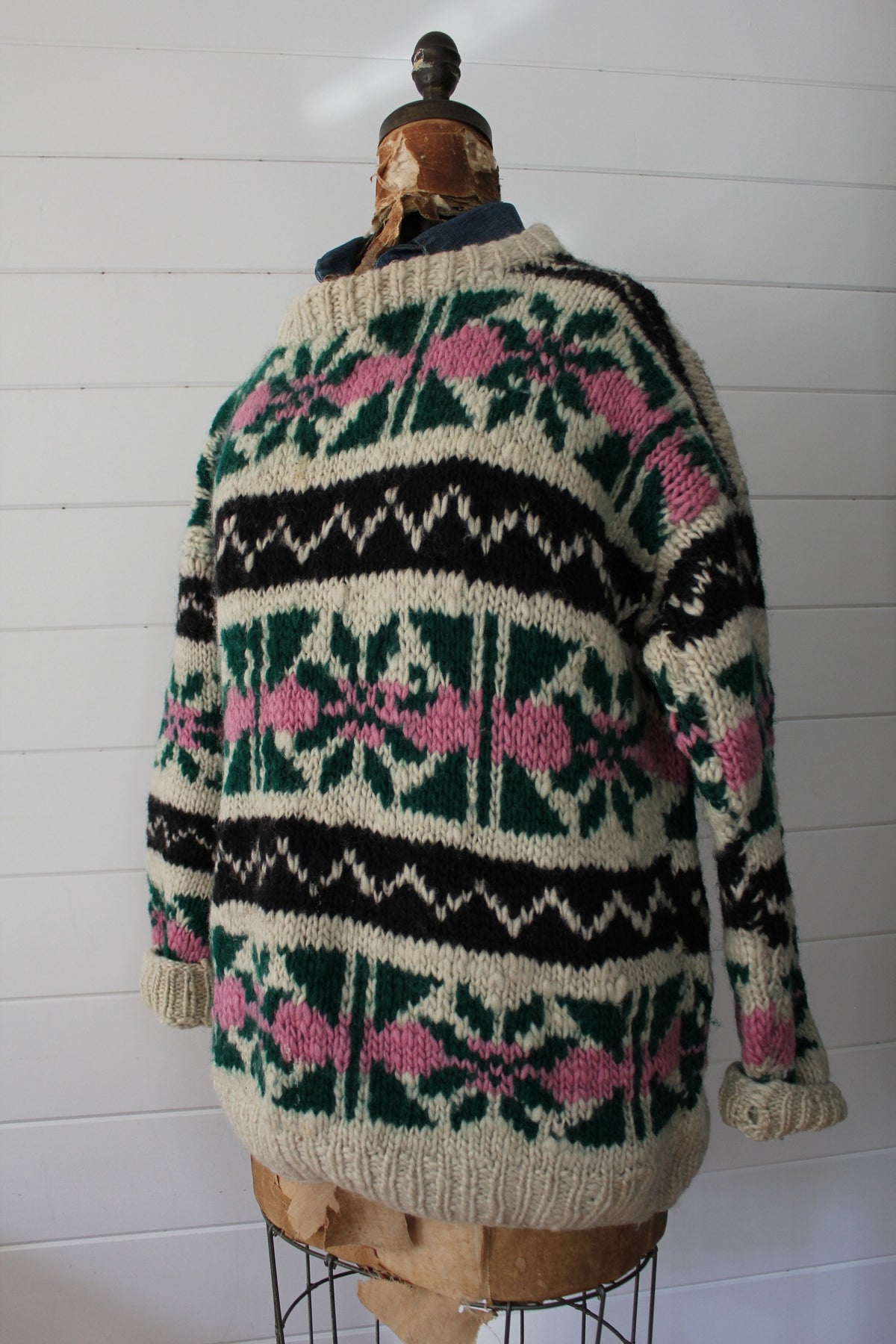 Vintage Wool Sweater - Diamonds & Rust