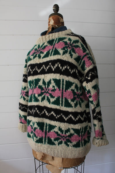 Vintage Wool Sweater - Diamonds & Rust
