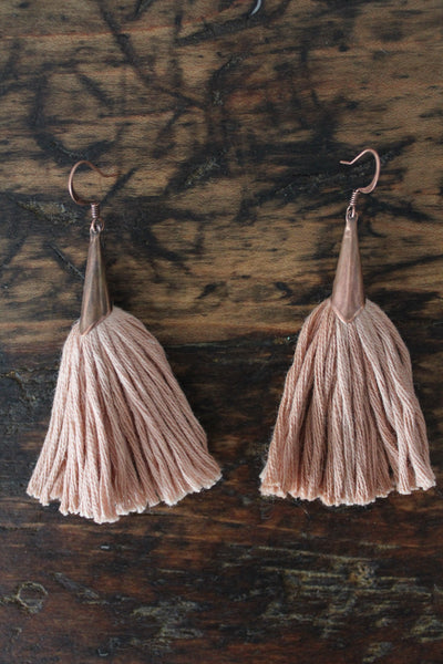 Fibrous "Maggie Tassel Earrings" - Diamonds & Rust