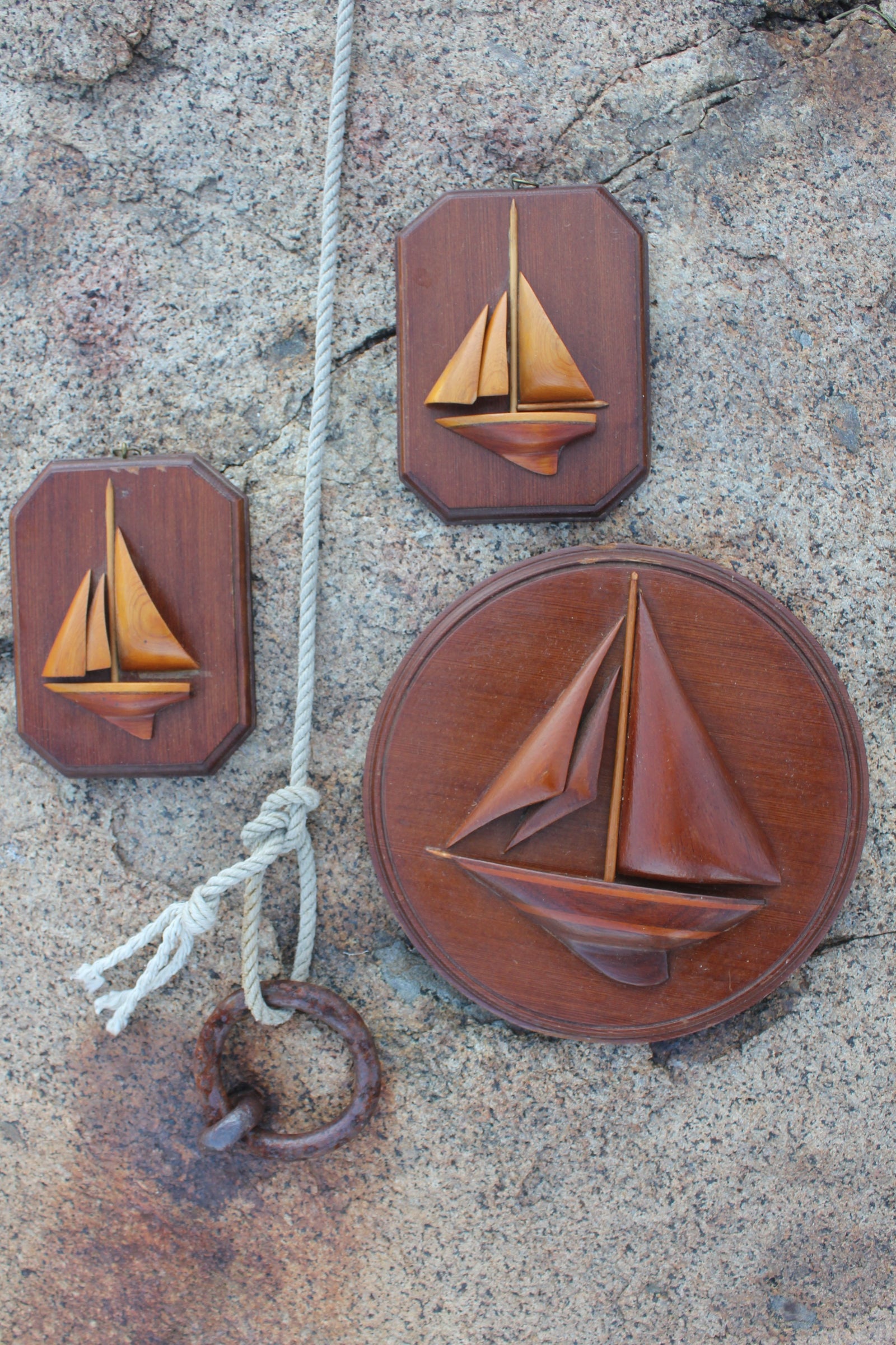 1940s Sailboat Folk Art - Diamonds & Rust 