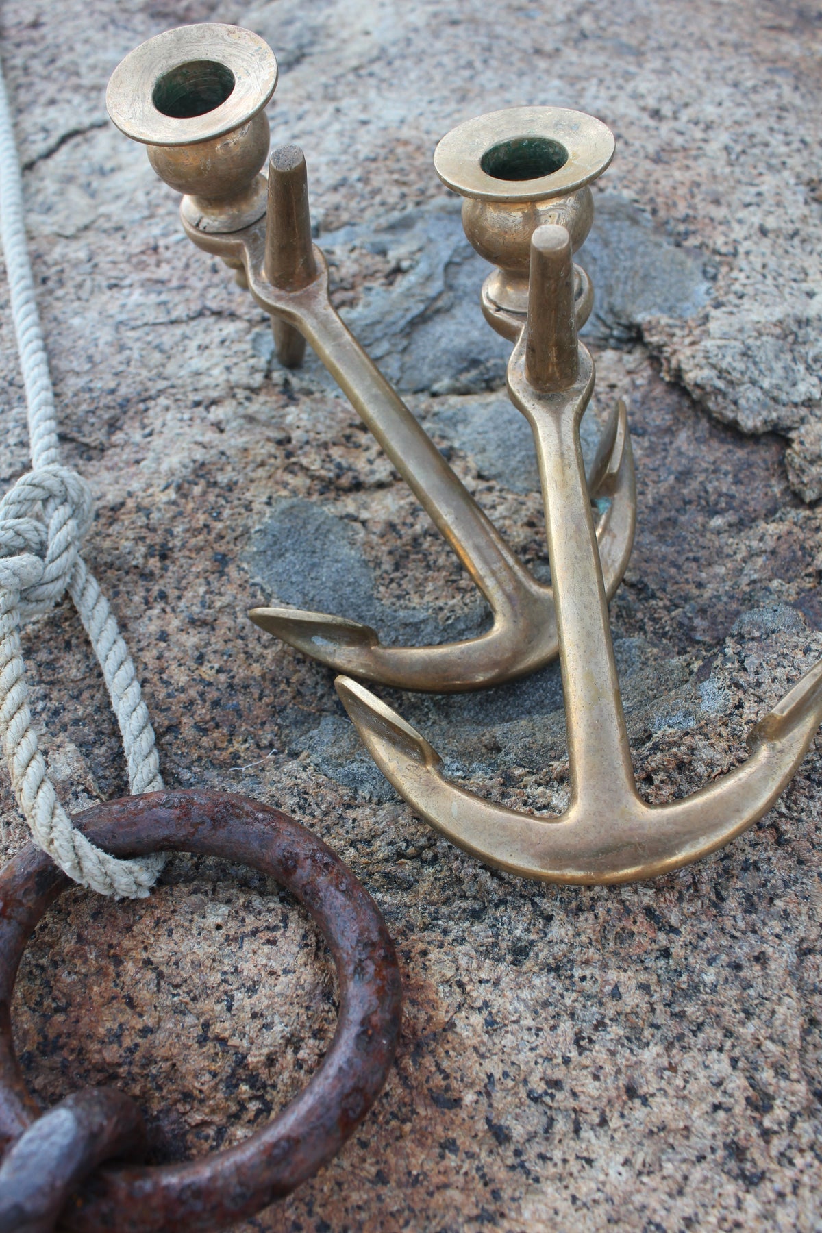 Vintage Brass Anchors - Diamonds & Rust