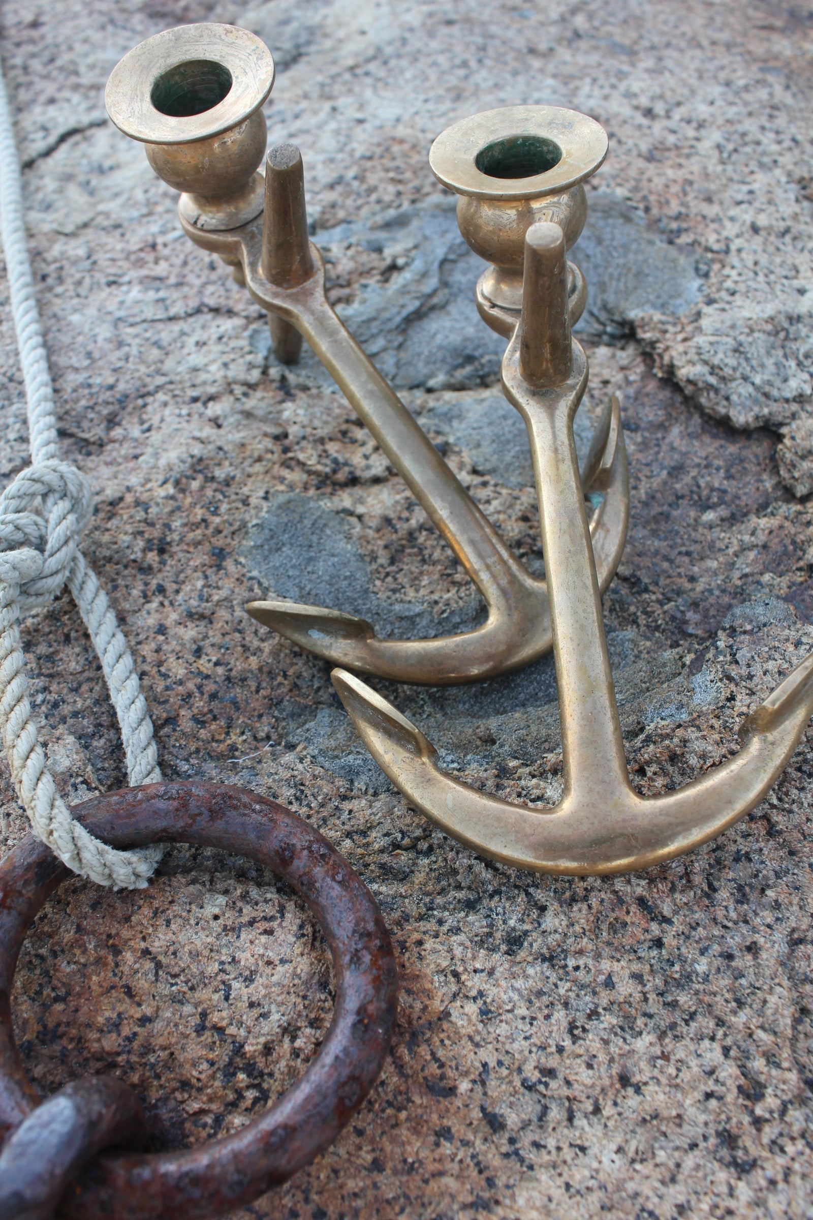 Vintage Brass Anchors - Diamonds & Rust 