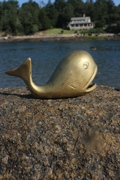 Vintage Brass Whale - Diamonds & Rust