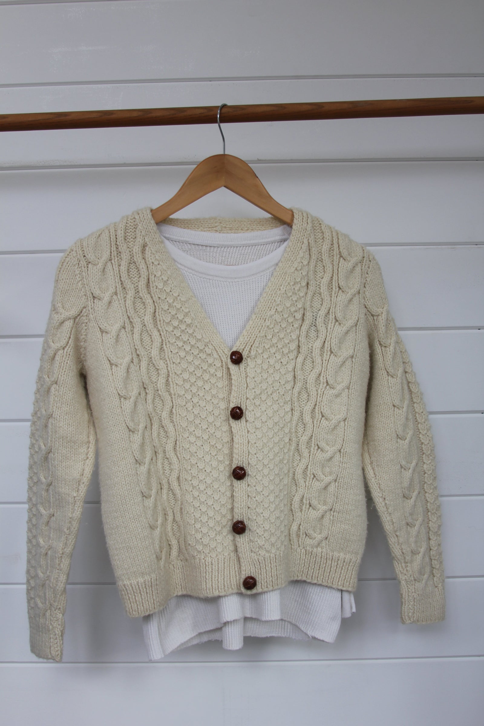 Vintage Fishermens Cardigan Sweater - Diamonds & Rust 