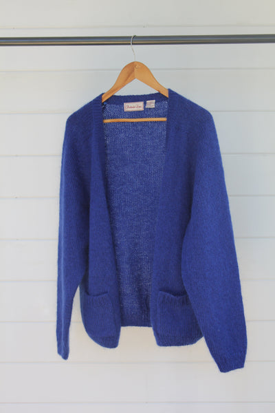 Vintage Mohair Cardigan Colbolt Blue - Diamonds & Rust