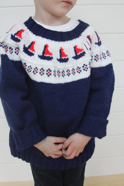 Vintage OshKosh Sailboat Sweater - Diamonds & Rust