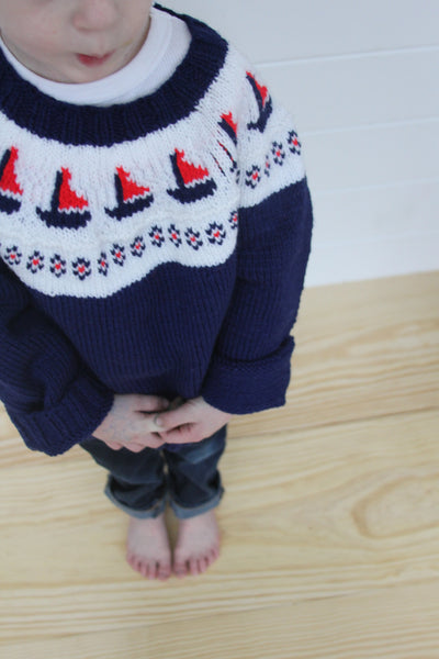 Vintage OshKosh Sailboat Sweater - Diamonds & Rust