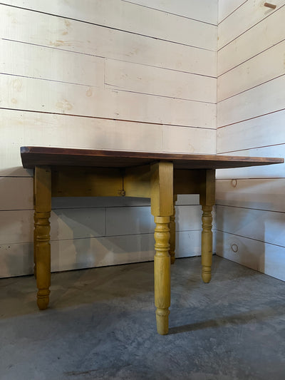 Antique Wood Baker's Table - Yellow Paint