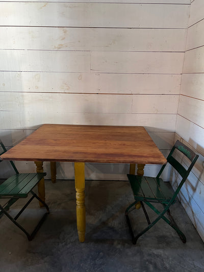 Antique Wood Baker's Table - Yellow Paint