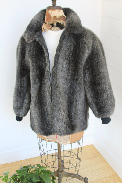 Vintage Faux Fur Coat - Diamonds & Rust