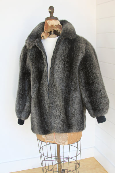Vintage Faux Fur Coat - Diamonds & Rust