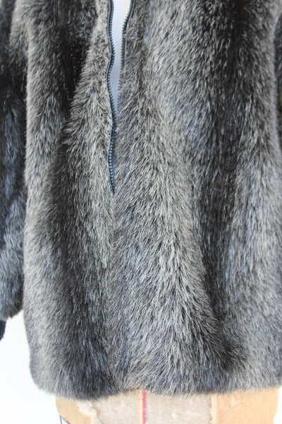 Vintage Faux Fur Coat - Diamonds & Rust
