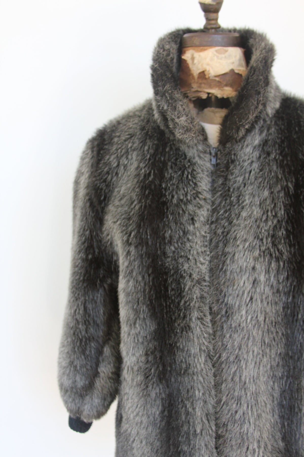 Vintage Faux Fur Coat - Diamonds & Rust