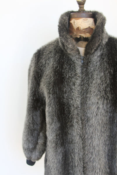 Vintage Faux Fur Coat - Diamonds & Rust
