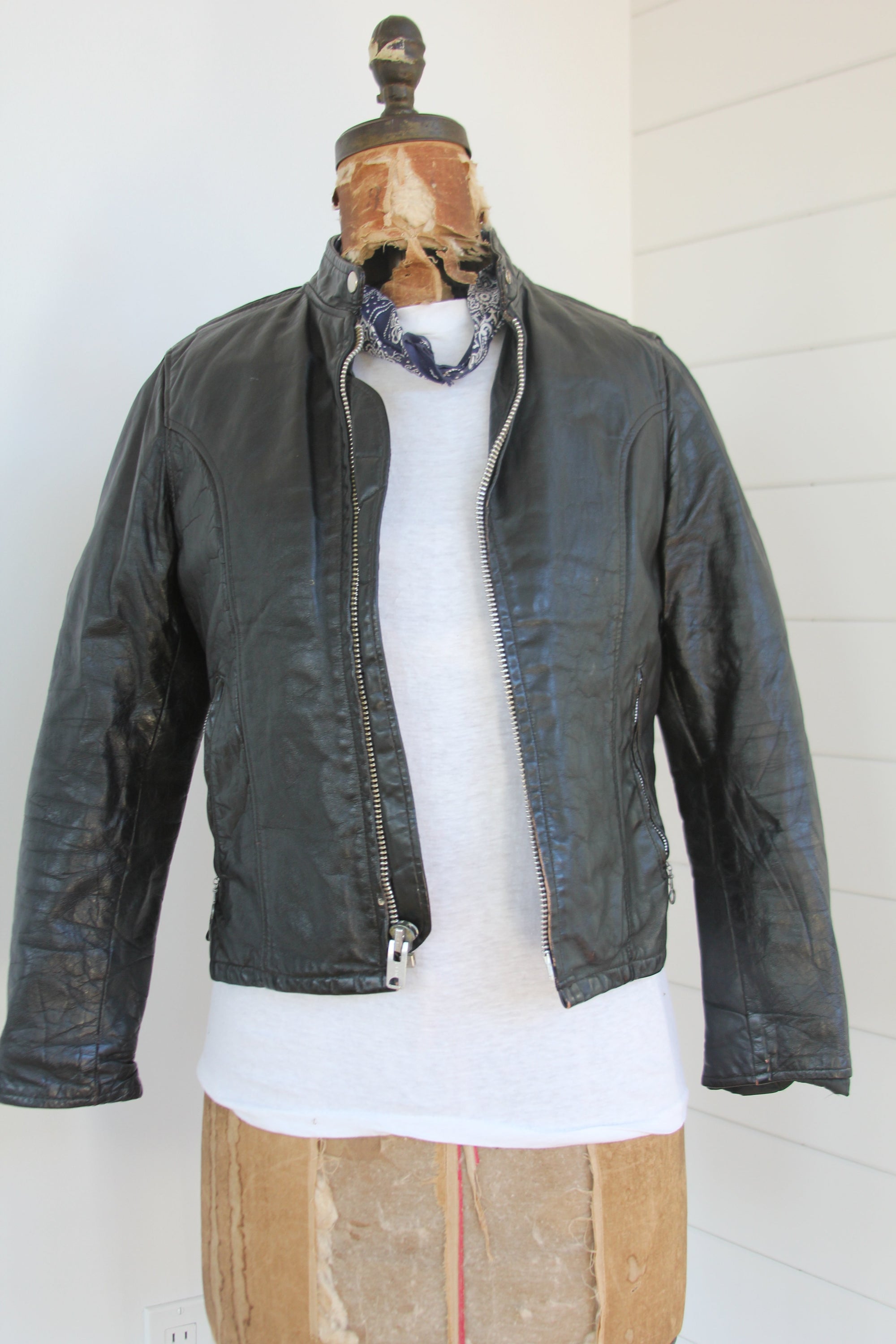 Vintage Leather Moto Jacket - Diamonds & Rust 