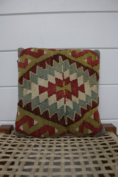 Vintage Kilim Pillow: 12" - Diamonds & Rust