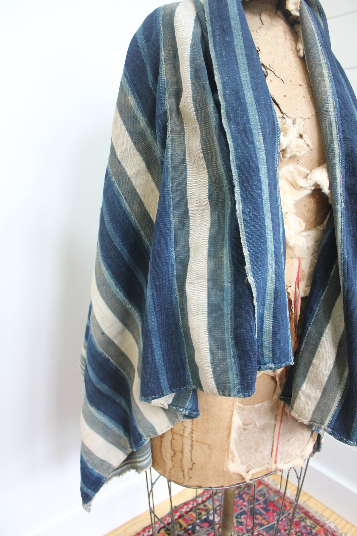 Vintage Indigo Textile: Striped 2 - Diamonds & Rust