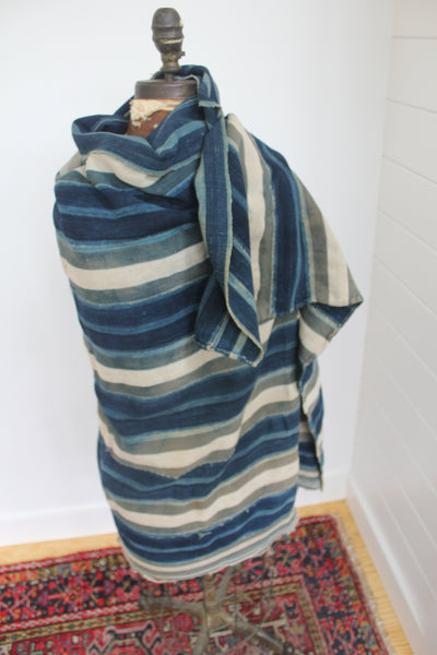 Vintage Indigo Textile: Striped 2 - Diamonds & Rust