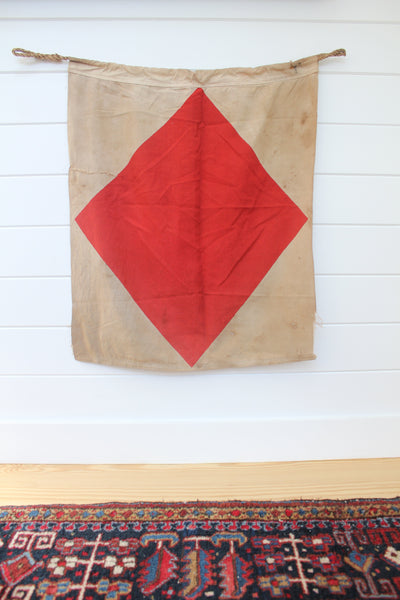 Vintage Nautical "F: Foxtrot" Signal Flag - Diamonds & Rust