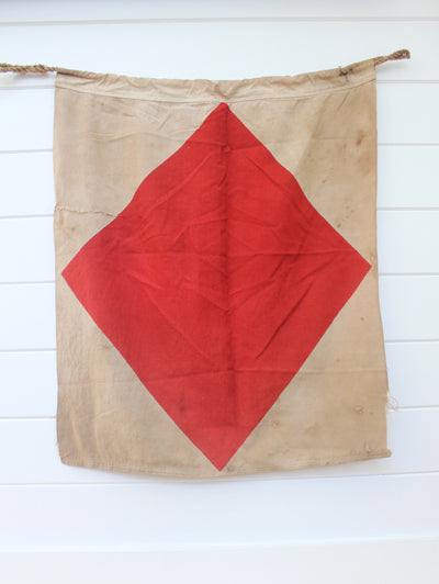 Vintage Nautical "F: Foxtrot" Signal Flag - Diamonds & Rust