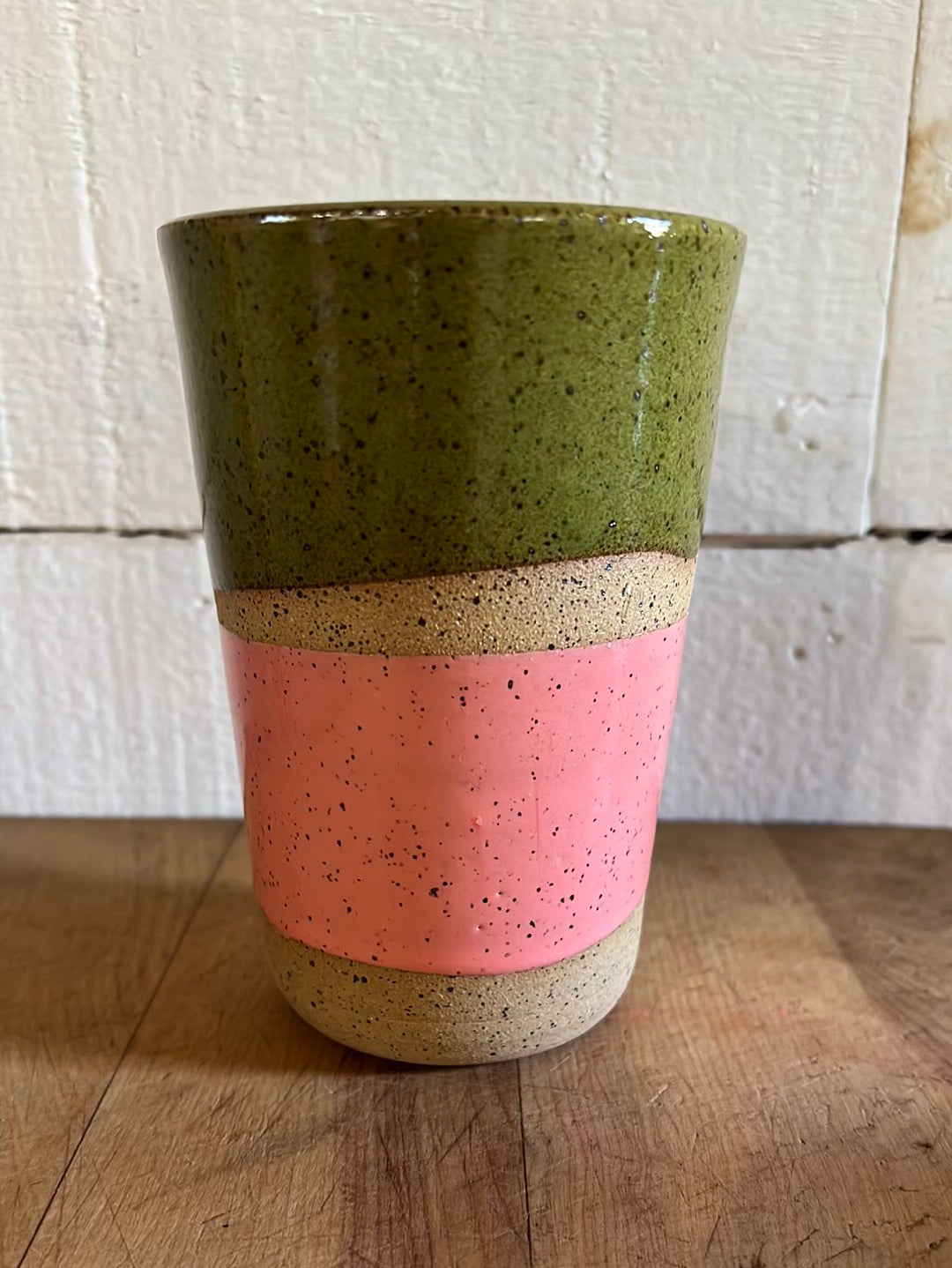 Carmiclay Ceramic To Go Mug - Pink & Olive
