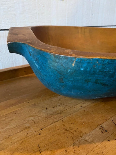 Antique Wooden Dough Bowl - Painted - Diamonds & Rust