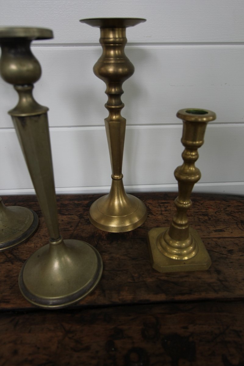 Brass Candle Holders - Diamonds & Rust