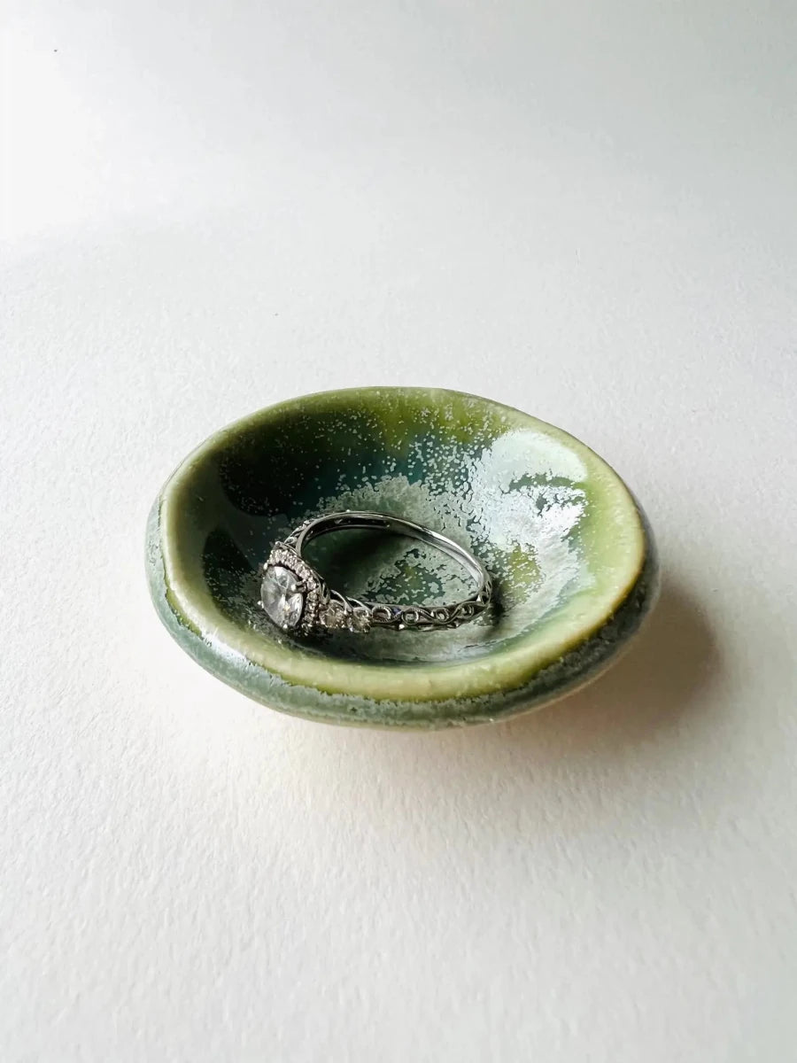 Green Tea Tiny Ring Dish - Diamonds & Rust