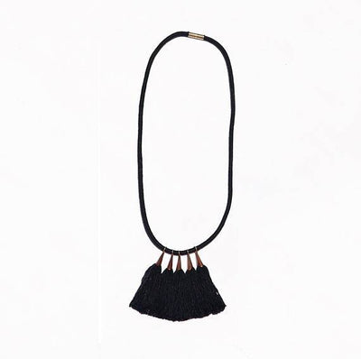 Fibrous "Bridge Tassel" Necklace - Diamonds & Rust