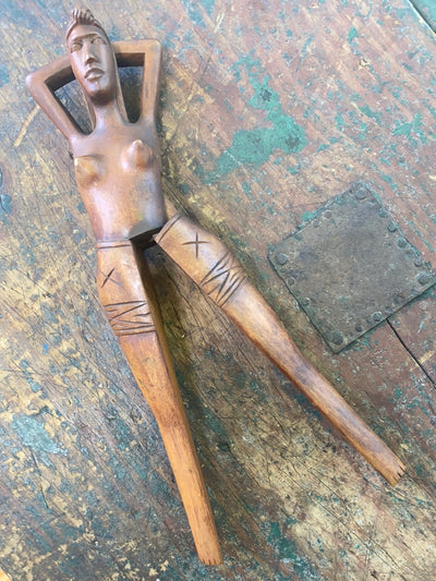 Vintage Wooden Nude Lady Nutcracker