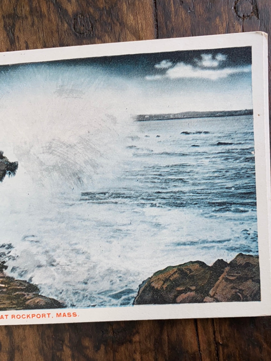 Vintage Surf Along Rocky Shore Post Card