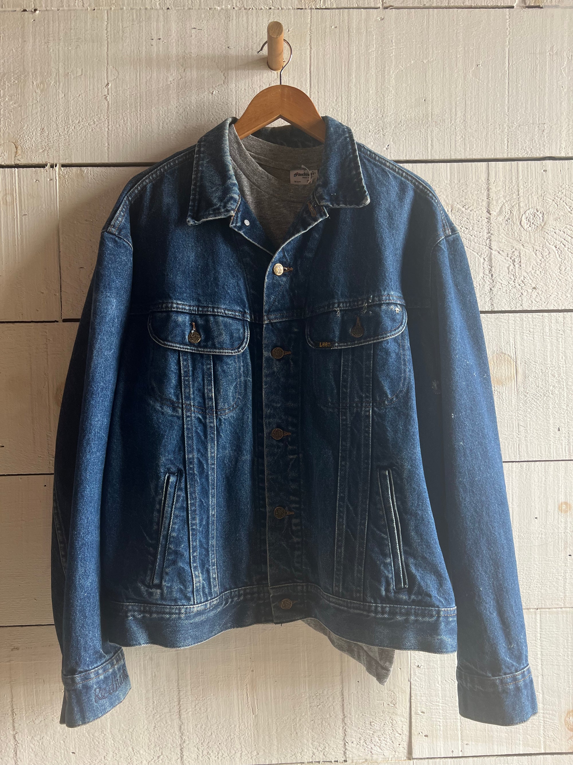 Vintage LEE Denim Jacket - 48 Large - Diamonds & Rust