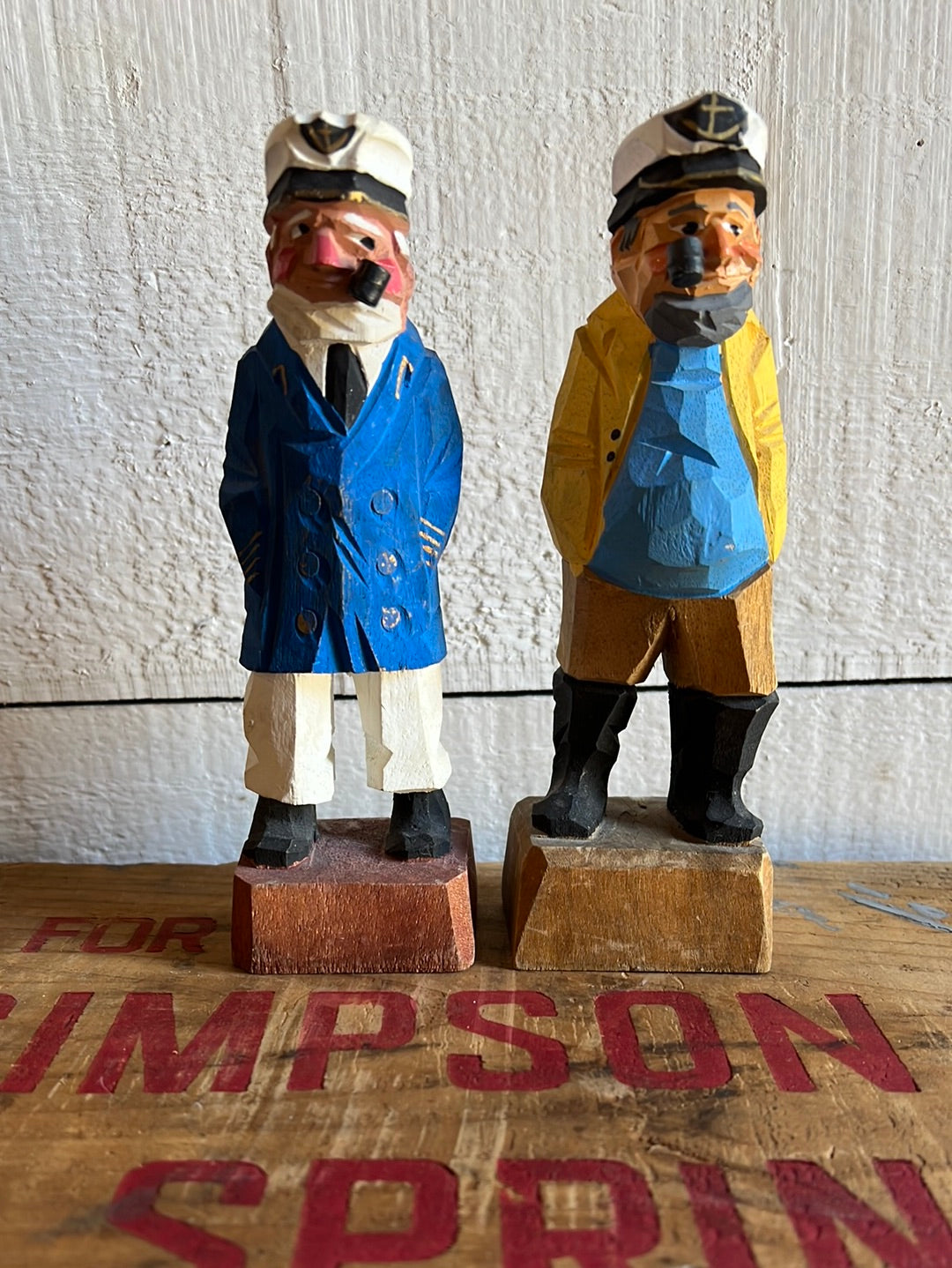 Vintage Wooden Fisherman - Blue Coat